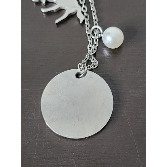 "She Believed She Could So She Did" Necklace Unicorn Faux Pearl Silver Tone - Picture 4 of 6